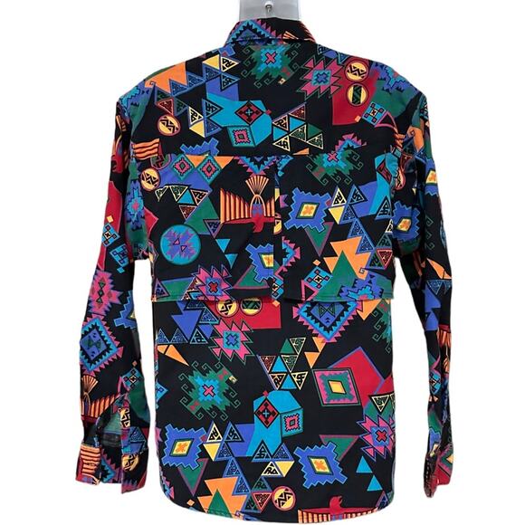 Frontier Series Cotton Western Aztec Print Womens Medium Long Sleeve Shirt - Picture 2 of 8